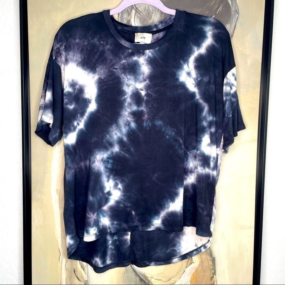 Nlt asymmetrical blue tie dye hi-Lo top